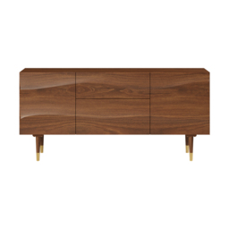 Lake Walnut Sideboard Credenza with Storage Buffet Kitchen Cabinet Wavy Mid-Century - thumbnail 7