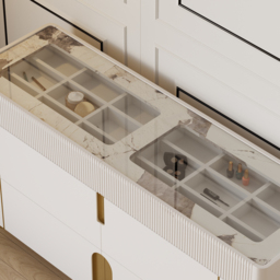 Glass Artis 1499 mm W 6 Drawer Dresser Top Wardrobe Island with Jewellery Display Storage - thumbnail 7