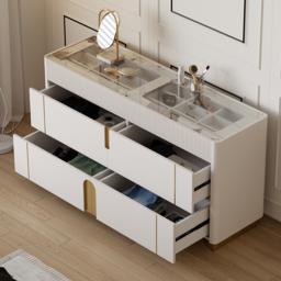 Glass Artis 1499 mm W 6 Drawer Dresser Top Wardrobe Island with Jewellery Display Storage - thumbnail 2