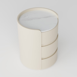 Modern bedside table with 3-drawers and 40 cm wide bedside cabinet in white, marble and leather design - thumbnail 8