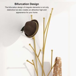 11 Hooks Wall Mounted Coat Racks Iron Entryway Furniture Tree Branch Shape in Gold (310mm) - thumbnail 9