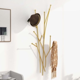 11 Hooks Wall Mounted Coat Racks Iron Entryway Furniture Tree Branch Shape in Gold (310mm) - thumbnail 4