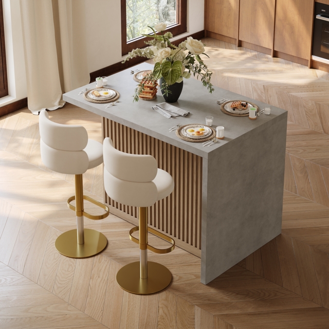 Modern 127 cm Wood Kitchen Island with Storage, Natural & Grey - image 1