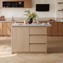 Modern 127 cm Wood Kitchen Island with Storage, Natural & Grey - thumbnail 6
