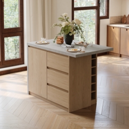 Modern 127 cm Wood Kitchen Island with Storage, Natural & Grey - thumbnail 7