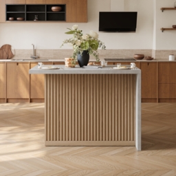 Modern 127 cm Wood Kitchen Island with Storage, Natural & Grey - thumbnail 4