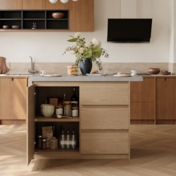 Modern 127 cm Wood Kitchen Island with Storage, Natural & Grey - thumbnail 5