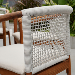 7 Pieces Teak Outdoor Dining Set Wood Round Dining Table with 6 Chairs in Natural - thumbnail 4