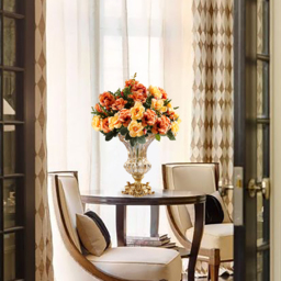 Retro European Style Golden Crystal Glass Carved Vase Artificial Flowers in Vase Set - thumbnail 2