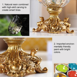 Retro European Style Golden Crystal Glass Carved Vase Artificial Flowers in Vase Set - thumbnail 9