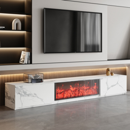 180 cm Electric Fireplace Wood Storage TV Stand with Remote Control for TVs Up to 180 cm - thumbnail 1