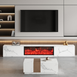 180 cm Electric Fireplace Wood Storage TV Stand with Remote Control for TVs Up to 180 cm - thumbnail 5