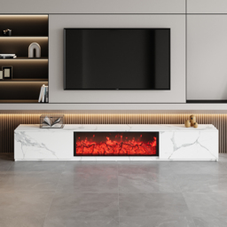 180 cm Electric Fireplace Wood Storage TV Stand with Remote Control for TVs Up to 180 cm - thumbnail 2