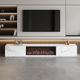 180 cm Electric Fireplace Wood Storage TV Stand with Remote Control for TVs Up to 180 cm - thumbnail 6