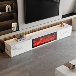 180 cm Electric Fireplace Wood Storage TV Stand with Remote Control for TVs Up to 180 cm - thumbnail 3