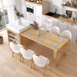 Set of 6 Boucle Dining Chair Upholstered Curved Back Modern Dining Room Chairs - thumbnail 3