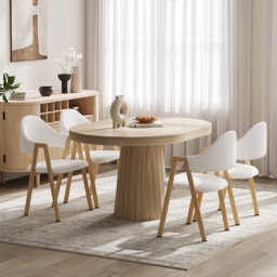 Set of 6 Boucle Dining Chair Upholstered Curved Back Modern Dining Room Chairs - thumbnail 4