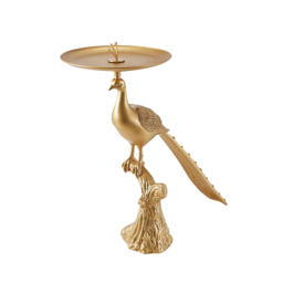Art Deco Gold Peacock End Table with Tray Top Resin Accent Table - thumbnail 8
