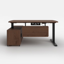 L Shaped Executive Office Desk with Adjustable Electric Standing Desktop Walnut Office Furniture Right Hand (1600mm) - thumbnail 7