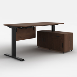 L Shaped Executive Office Desk with Adjustable Electric Standing Desktop Walnut Office Furniture Right Hand (1600mm) - thumbnail 8