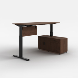 L Shaped Executive Office Desk with Adjustable Electric Standing Desktop Walnut Office Furniture Right Hand (1600mm) - thumbnail 9