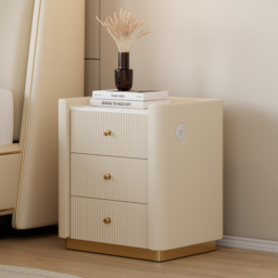 Modern 3-Drawer Nightstand with Sintered Stone Top & USB Port