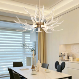 Deer Horn Antler Style 9-Light Ceiling Chandelier LED Gold Lighting - thumbnail 4