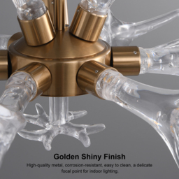 Deer Horn Antler Style 9-Light Ceiling Chandelier LED Gold Lighting - thumbnail 8