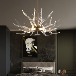 Deer Horn Antler Style 9-Light Ceiling Chandelier LED Gold Lighting - thumbnail 2
