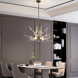 Deer Horn Antler Style 9-Light Ceiling Chandelier LED Gold Lighting - thumbnail 3