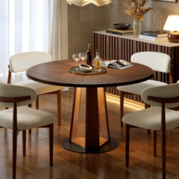 920 mm-1200 mm Solid Wood Extendable Dining Table with Light