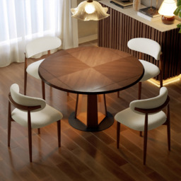 90 - 120 cm Solid Wood Extendable Dining Table with Light - thumbnail 3