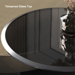 Modern Gold & Black 2-Piece Round Nesting Coffee Table Set with Tempered Glass Top - thumbnail 7