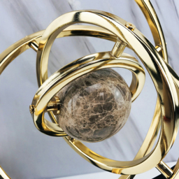 Modern Abstract Metal Black & Gold Globe Ornament Sculpture Decor with Rectangle Stand - thumbnail 7