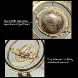 Modern Abstract Metal Black & Gold Globe Ornament Sculpture Decor with Rectangle Stand - thumbnail 8