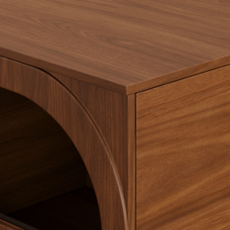 Arune Arched Glass Coffee Table Modern Walnut Living Room Furniture with Storage and LED Light - thumbnail 9
