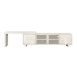 "Distressed White Retracted & Extendable TV Stand with 4 Shelves Up to 85"" Modern TV Unit" - thumbnail 6
