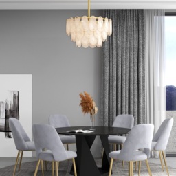 Modern 6-Light Tiered Cloud Glass Chandelier Adjustable Hanging Rod - thumbnail 5