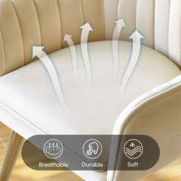 Modern Dining Chair Beige Velvet Upholstered Dining Chairs With Arms (Set of 8) - thumbnail 6