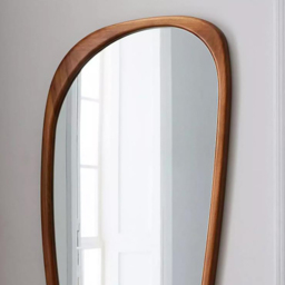 Rustic Asymmetrical Mirror Full Length Wall Mirror Wood Frame in Walnut - thumbnail 5