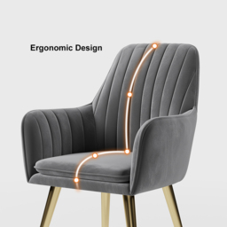 Modern Dining Chair Grey Velvet Upholstered Dining Chairs With Arms (Set of 2) - thumbnail 8