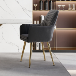 Modern Dining Chair Grey Velvet Upholstered Dining Chairs With Arms (Set of 2) - thumbnail 5