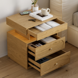 Modern Smart Bedside Table with Light 2 Drawer Bedside Table with Charging Station - thumbnail 8