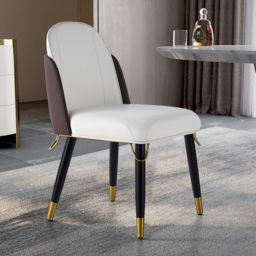 Modern Dining Chairs PU Leather Upholstered Warm White Upholstered Side Chair Dining Room Chairs 8-Pieces