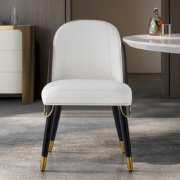 Modern Dining Chairs PU Leather Upholstered Warm White Upholstered Side Chair Dining Room Chairs 8-Pieces - thumbnail 2