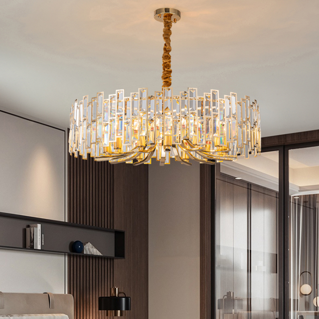 Clyvra Modern Geometric Crystal Chandelier 14-Light with Adjustable Chain in Gold - image 1