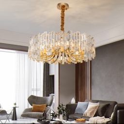 Clyvra Modern Geometric Crystal Chandelier 14-Light with Adjustable Chain in Gold - thumbnail 2