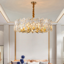 Clyvra Modern Geometric Crystal Chandelier 14-Light with Adjustable Chain in Gold - thumbnail 5
