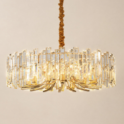 Clyvra Modern Geometric Crystal Chandelier 14-Light with Adjustable Chain in Gold - thumbnail 9