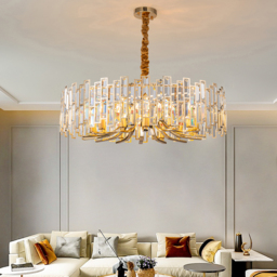 Clyvra Modern Geometric Crystal Chandelier 14-Light with Adjustable Chain in Gold - thumbnail 3
